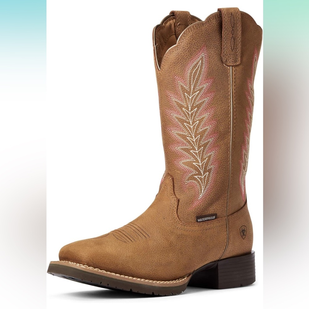 Ariat Women's 7B Hybrid Rancher Waterproof Western Boot Pink Tan